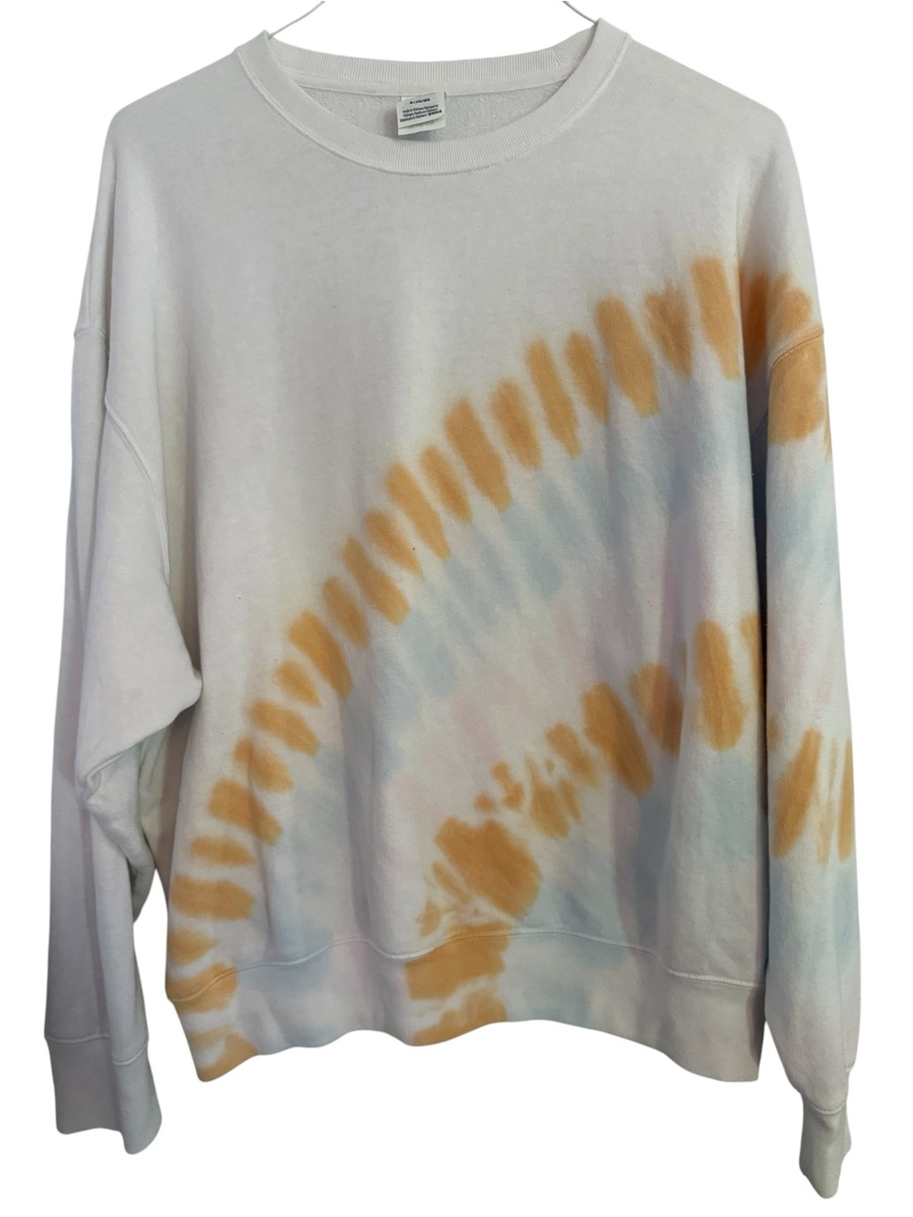 Pink Victorias Secret Oversized Crewneck Sweatshirt - White & Mustard size med